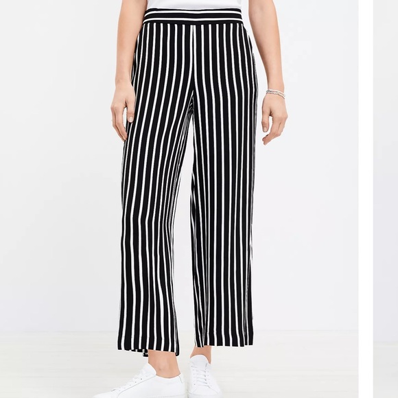 LOFT Fluid Wide Leg Pants in Stripe - Picture 1 of 5